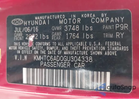 2016 Hyundai Veloster из США, поврежденный, VIN KMHTC6AD0GU304338